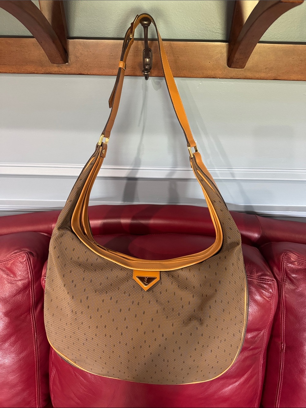 Yves Saint Laurent Brown and Tan Hobo Shoulder Bag